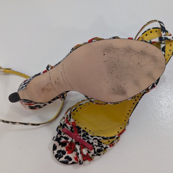 Kate Spade New York Red/Black Floral Strappy Sandals. Size 6.5 B Made in Italy - Picture 6 of 7